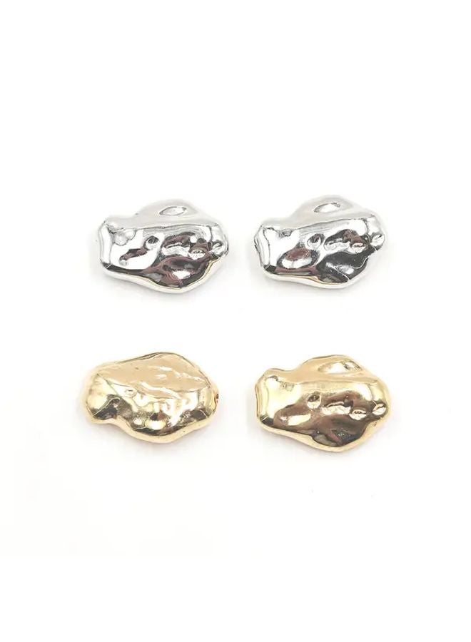 Golden Irregular Flat Beads 10pcs DIY Jewelry Making Craft Supplies - Image 1